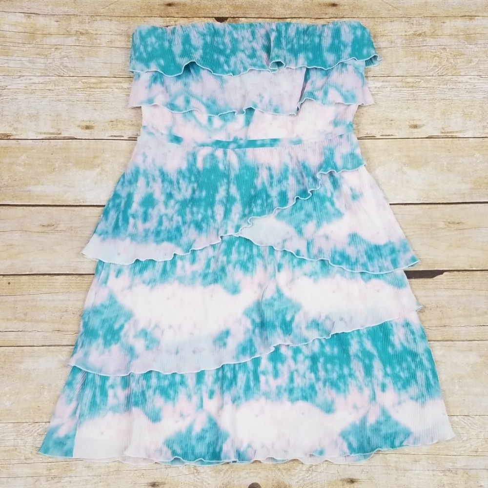 Pins And Needles Tie Dye Strapless Tier Dress
